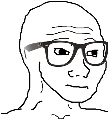 A wojak in glasses reading the instructions properly