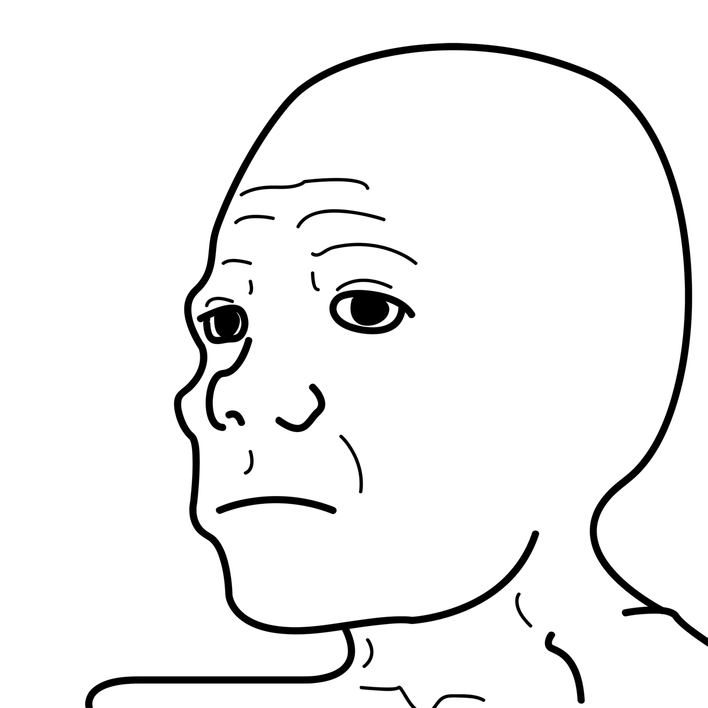 A wojak looking back at you, still here